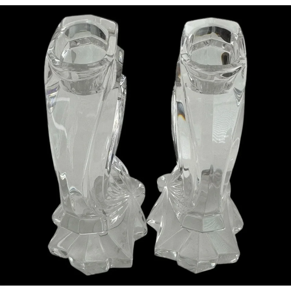 Lenox Fine Crystal Candlestick Holders Leaded Falling Star Set‎ of 2 Germany 8